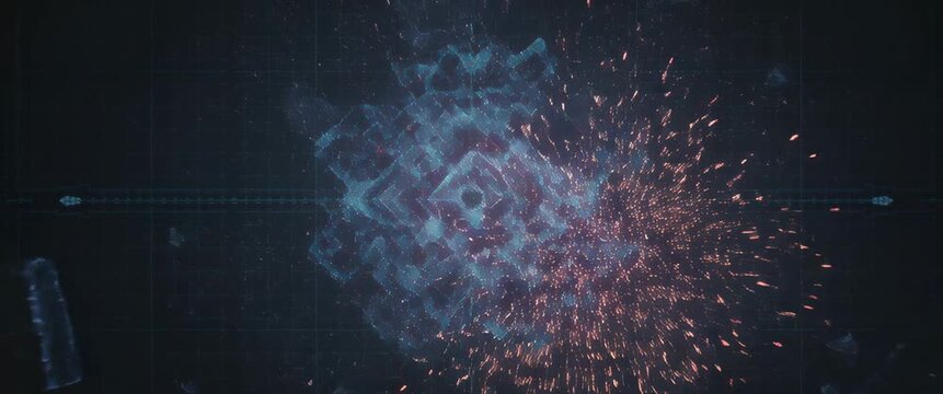 Data Breach And Cyber Attack Concept Digital Information Explosion With Shattered Glass Effect Visual Effect.