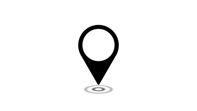 Location tracker pin pointer with radio waves target place fix place location pointer position location tracking animated on white background.with 4k video animation.