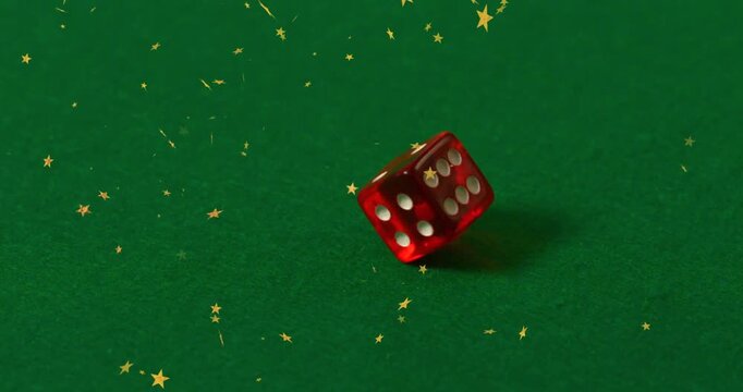 Animation of stars falling over dice