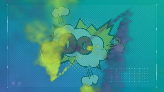 Animation of smoke trails over boom text
