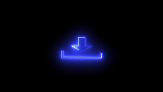 Electric Blue Neon Download Button for Tech Interface