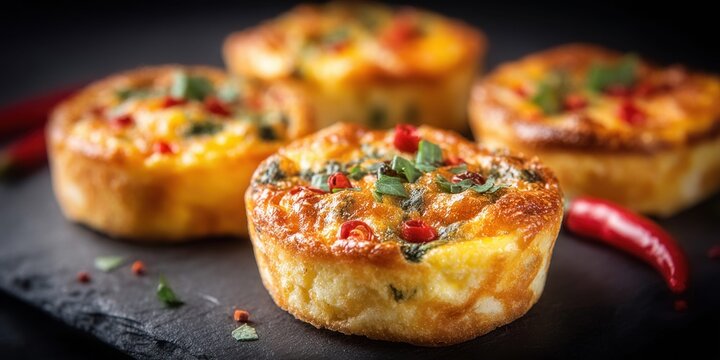 Delicious mini quiches with chili and herbs, perfect for a gourmet appetizer