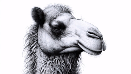 Fototapeta premium A Camel ink drawing art print, Ai generated image