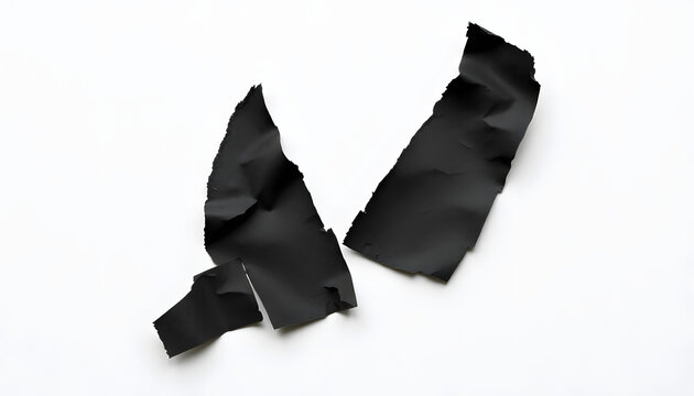 Pieces of torn black paper in animal claw shape, detailed. White tone