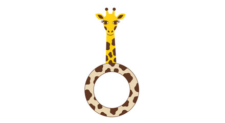 Fototapeta premium Cute cartoon giraffe head and spotted loop illustration