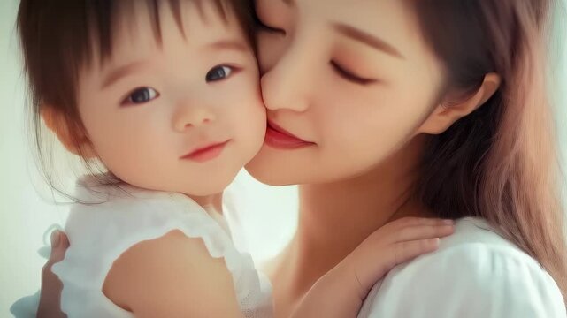 Nurturing maternal connection revealing intimate moments between loving mother gently embracing infant daughter, symbolizing deep emotional bond and unconditional parental affection