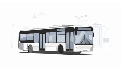 Modern city bus vector illustration urban public transport vehicle on road © Ashik 