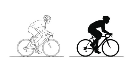 Obraz premium Road cyclist vector illustration and silhouette graphic for sports, fitness, and active lifestyle designs.