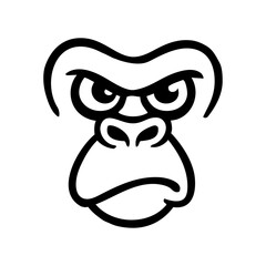 Dibujo sencillo con líneas de la cabeza de un simio enojado mirando de frente  © teracreonte