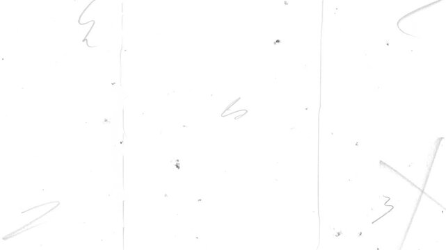 Abstract white hand-drawn scribbles and lines with alpha channel,  Vintage Film Burn Overlay with Dust, Scratches & Retro Grain Effects