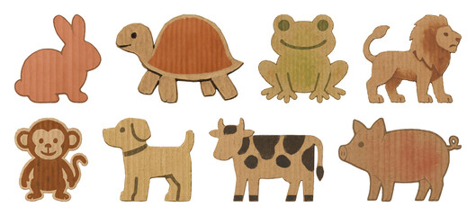 Fototapeta premium PNG Colorful wooden animal cutouts on transparent background