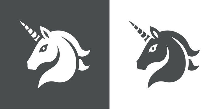 Logotipo unicornio. Dibujo de la silueta de la cabeza de un unicornio 