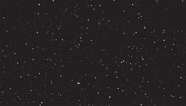 Realistic night sky filled with countless sharp pinprick stars vector background. Random distribution of tiny pure white dots against a solid black. 