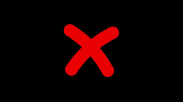 Animated X Mark Wrong Indicator on Isolated Black Background