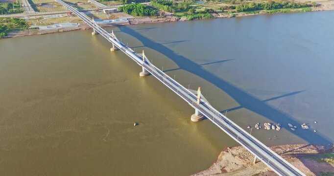 Aerial view above The 5th Friendship Bridge. promises to transform Bolikhamxay into a rising travel and trade hub. Visitors will benefit from improved transport services, modern facilities