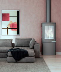 Fototapeta premium Large luxury modern bright interiors Living room mockup illustration 3D rendering Generated Color Image