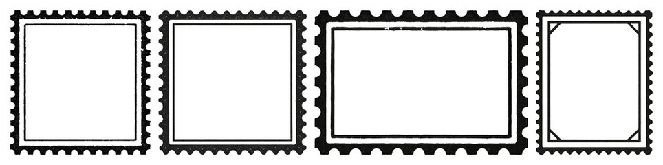 Obraz premium PNG Vintage postage stamp frames, transparent background