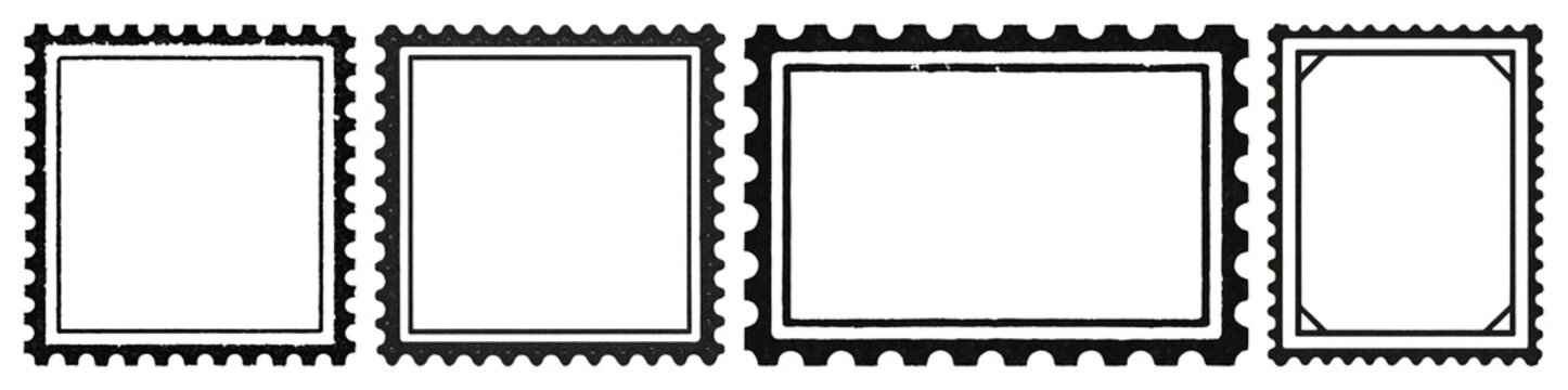 PNG Vintage postage stamp frames, transparent background