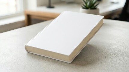 Fototapeta premium Blank paperback book mockup on table