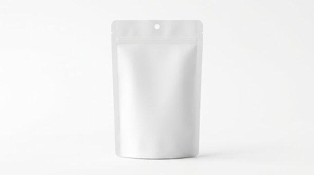 Blank white pouch packaging mockup with stand up design