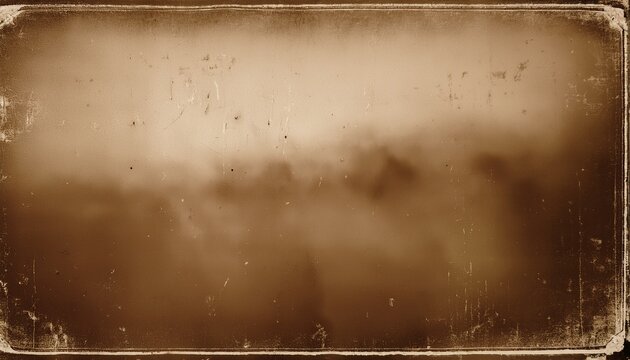 Faded Sepia Photo Overlay With Gritty Dust Specks Soft Vignette Edges Warm Brown Tones Worn Paper Texture And A Nostalgic Vintage Charm