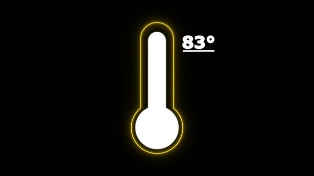 thermometer, temperature, 83 degree, celsius, neon, weather, climate, heat, cold, forecast, meteorology, digital, display, indicator, measure, measuring, gauge, sensor, equipment, technology, modern, 