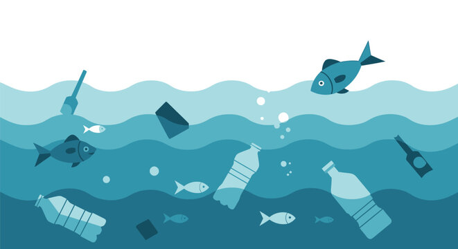 Plastic Waste Pollution in Ocean Waters.