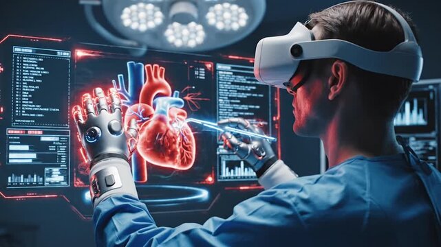 Doctor using virtual reality technology.