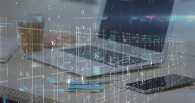 Animation of cyber crime warning over laptop