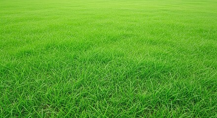 Fototapeta premium A vibrant, lush green lawn in bright daylight. Perfect for landscaping, gardening, environmental, or outdoor lifestyle projects needing fresh, natural green space imagery.