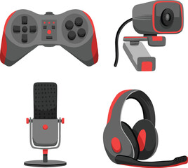 Dark gamepad joystick icon for video game interface design vector © Buddhadeb