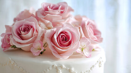 Fototapeta premium wedding cake with roses