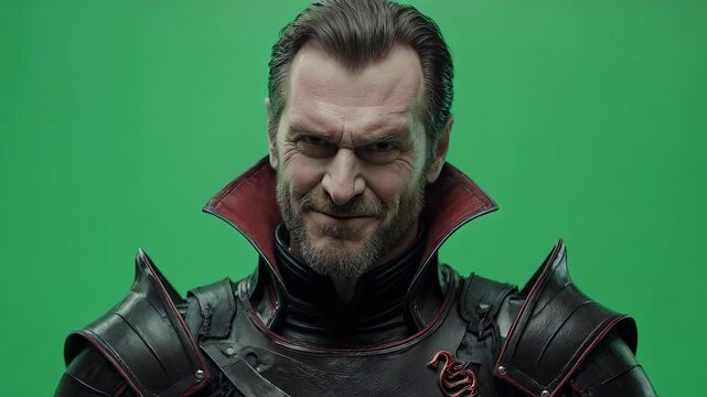 Man in Vampire Costume with Green Screen Background.