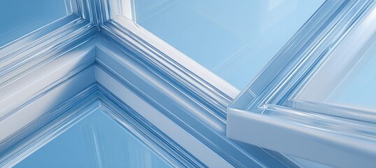 Obraz premium Abstract geometric background with intersecting planes and light blue hues