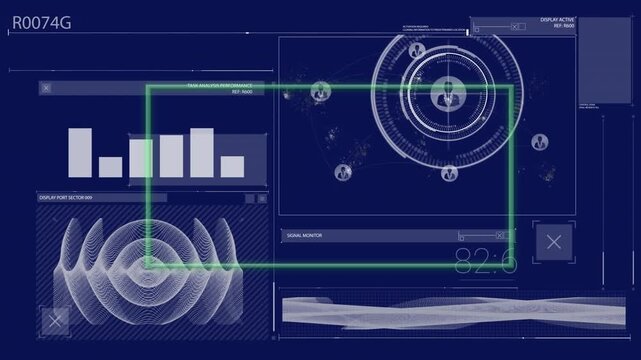 Animation of data processing over frame