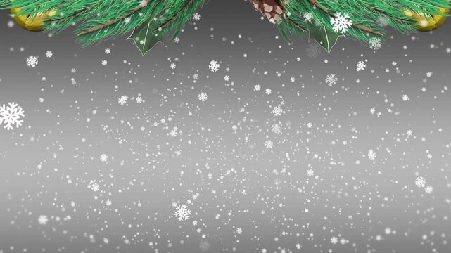 Christmas wreath decoration over stars african american snowflakes on snowflakes on grey background