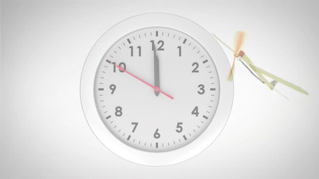 Animation of airplane over clock ticking