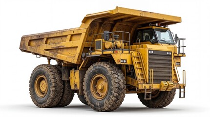 Large yellow haul truck used for heavy industrial mining operations and earthmoving construction