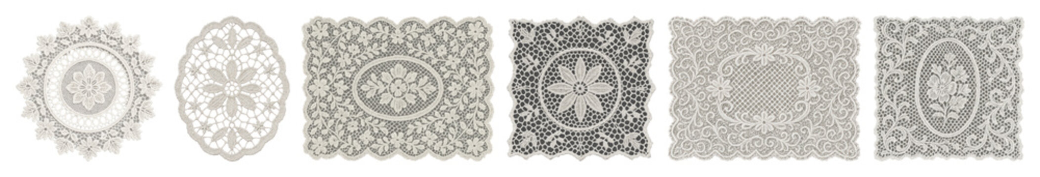 PNG Intricate lace patterns collection, transparent background