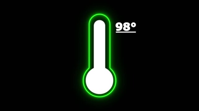 thermometer, temperature, 98 degree, celsius, neon, weather, climate, heat, cold, forecast, meteorology, digital, display, indicator, measure, measuring, gauge, sensor, equipment, technology, modern, 