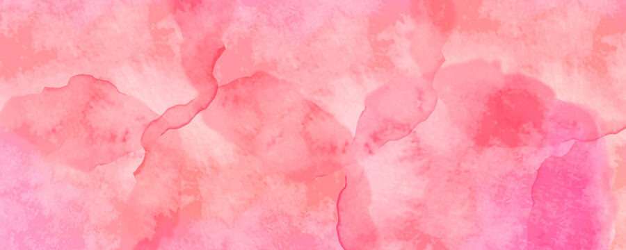 バラ色の水彩絵の具で描いたピンクの花びらの背景