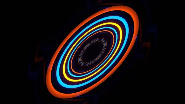 Orange and Blue Rotated Pulsing Ellipse Mirror Tunnel Background VJ Loop in 4K
