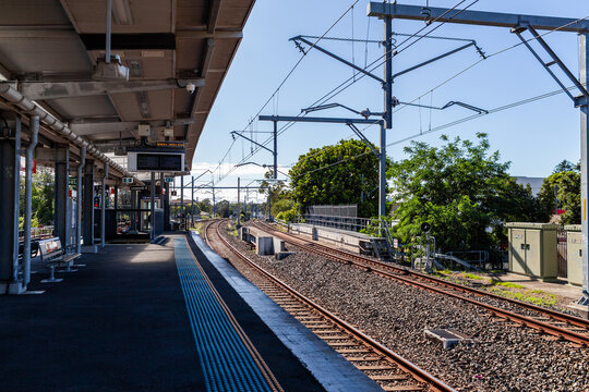 Narwee train station platform on sunlit day in Sydney