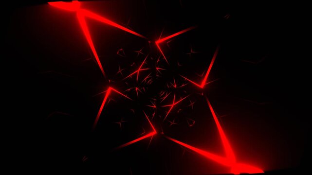 Red Neons Moving Mirror Tunnel Background VJ Loop in 4K