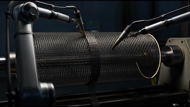 Industrial cable spool on metal machine.
