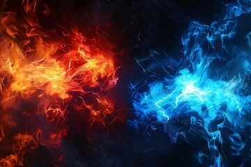 Fototapeta premium Abstract Fire and Ice Energy Clash Background