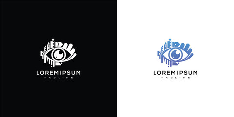 Modern Digital Eye Technology Logo Design - Data Vision AI Cyber Security Icon. © Ilinois