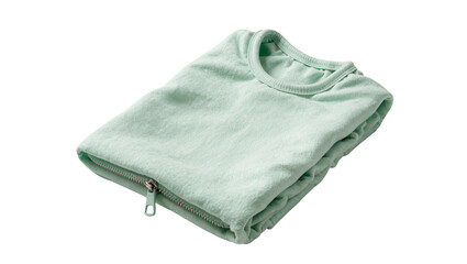 Isolated neatly folded comfortable light green long-sleeved baby sleepsuit with zipper © Maelle