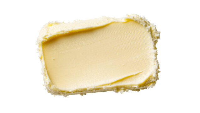 Isolated rich creamy golden butter smear with textured surface for food ingredients