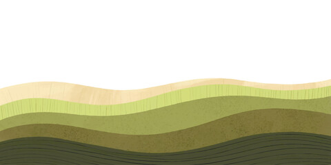 Obraz premium Abstract green landscape layers with minimalist wavy lines and organic texture vector illustration for nature background design
